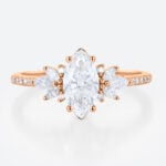 Pave Engagement Rings Rose Gold 1 Ct Marquise lab Diamond Ring