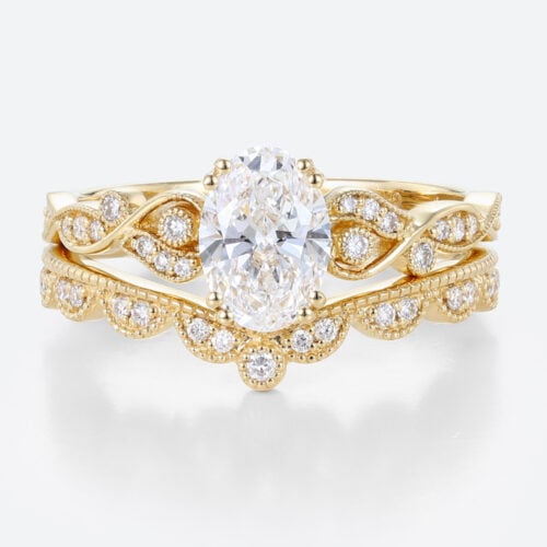 Lab Grown Diamond Wedding Band Couple Promise Rings Set