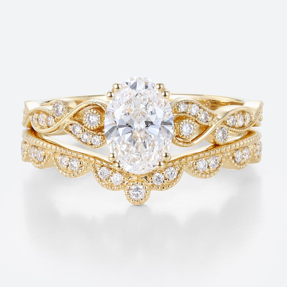 Lab Grown Diamond Wedding Band Couple Promise Rings Set