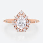 Pear Shaped Halo Engagement Ring Rose Gold Diamond Lab Rings