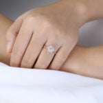 1ct Colorless VS+ Pear Cut Lab Grown Diamond Vintage Halo Milgrain 3-Prong Engagement Ring Fashion Thin Band (2)