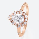 1ct Colorless VS+ Pear Cut Lab Grown Diamond Vintage Halo Milgrain 3-Prong Engagement Ring Fashion Thin Band (3)