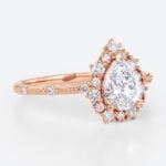 1ct Colorless VS+ Pear Cut Lab Grown Diamond Vintage Halo Milgrain 3-Prong Engagement Ring Fashion Thin Band (5)