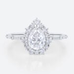 Pear Shaped Halo Engagement Ring White Gold Diamond Lab Rings