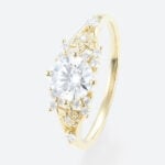 1ct Colorless VS+ Round Cut Lab Grown Diamond Floral-Inspired 4-Prong Engagement Ring in Yellow Gold (2)
