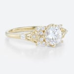1ct Colorless VS+ Round Cut Lab Grown Diamond Floral-Inspired 4-Prong Engagement Ring in Yellow Gold (6)