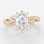 Round Cut Ring Lab Diamonds Rings Yellow Gold Promise Rings