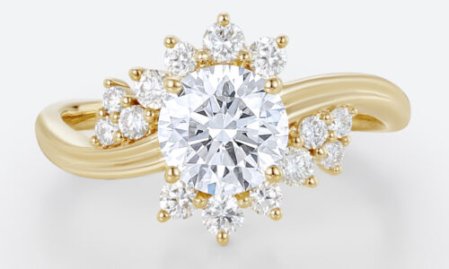 Round Cut Ring Lab Diamonds Rings Yellow Gold Promise Rings