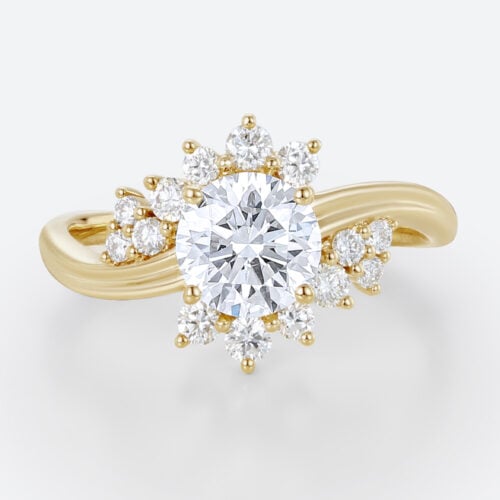 Round Cut Ring Lab Diamonds Rings Yellow Gold Promise Rings