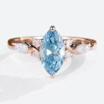 1ct Lab Blue Diamond Rings Marquise Cut Fancy Blue Promise Ring