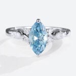 1ct Lab Blue Diamond Rings Marquise Cut Fancy Blue Promise Ring