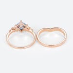 Lab Blue Diamond Rings​ Set 1ct Fancy Blue Princess Cut Infinity Ring in Rose Gold