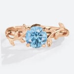 1ct Lab Blue Diamond Ring Solitaire Round Fancy Blue Engagement Ring in Rose Gold