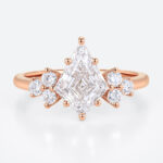 Kite Cut Diamond Engagement Ring 1.2 Carat Lab Diamond Ring Cluster Ring Vintage