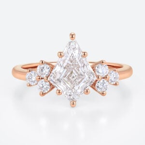 Kite Cut Diamond Engagement Ring 1.2 Carat Lab Diamond Ring Cluster Ring Vintage