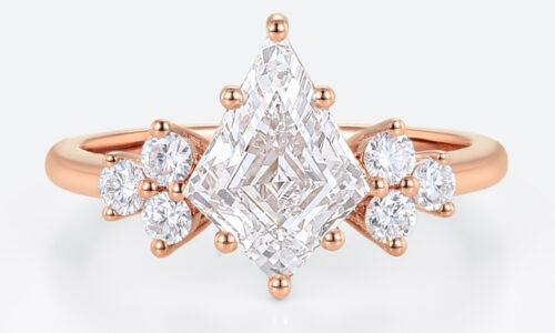 Kite Cut Diamond Engagement Ring 1.2 Carat Lab Diamond Ring Cluster Ring Vintage
