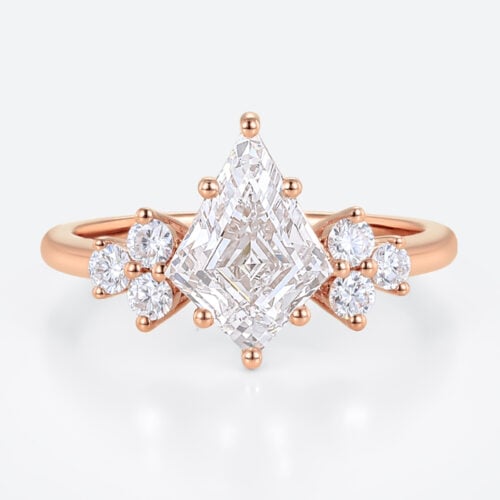 Kite Cut Diamond Engagement Ring 1.2 Carat Lab Diamond Ring Cluster Ring Vintage