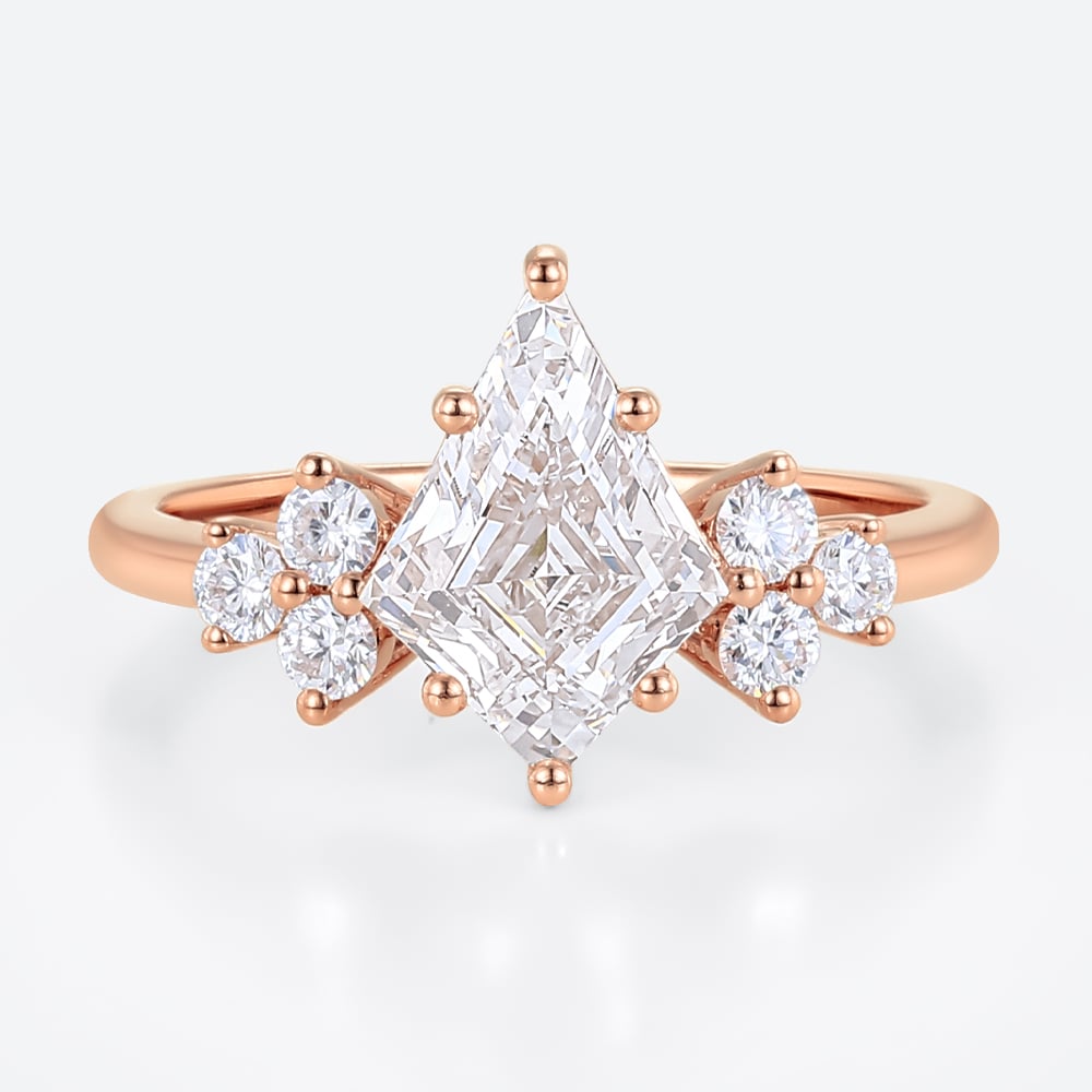 Kite Cut Diamond Engagement Ring 1.2 Carat Lab Diamond Ring Cluster Ring Vintage