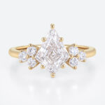 Kite Cut Diamond Engagement Ring 1.2 Carat Lab Diamond Ring Cluster Ring Vintage