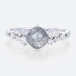 Cushion Cut Diamond Ring Salt Pepper Diamond Promise Ring