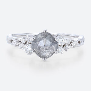 Cushion Cut Diamond Ring Salt Pepper Diamond Promise Ring