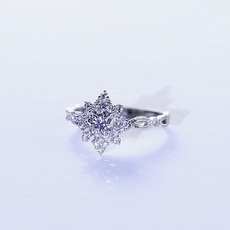 Round Gold Engagement Rings White Gold Lab Diamond Halo Ring