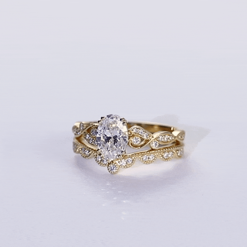 Lab Grown Diamond Wedding Band Couple Promise Rings Set