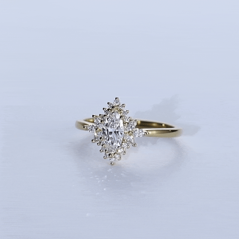 Marquise Halo Engagement Ring Rose Gold Stackable Rings