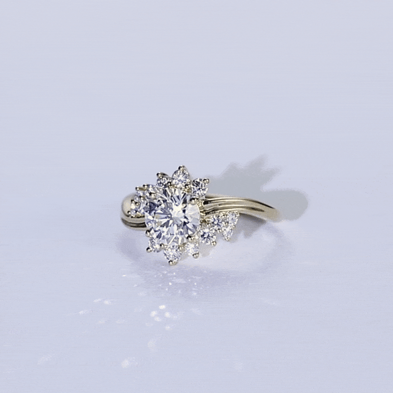 Round Cut Ring Lab Diamonds Rings Yellow Gold Promise Rings