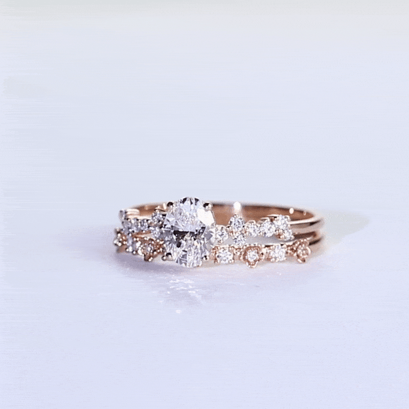 Lab Created Diamond Bands Rose Gold Oval Diamond Wedding Ring