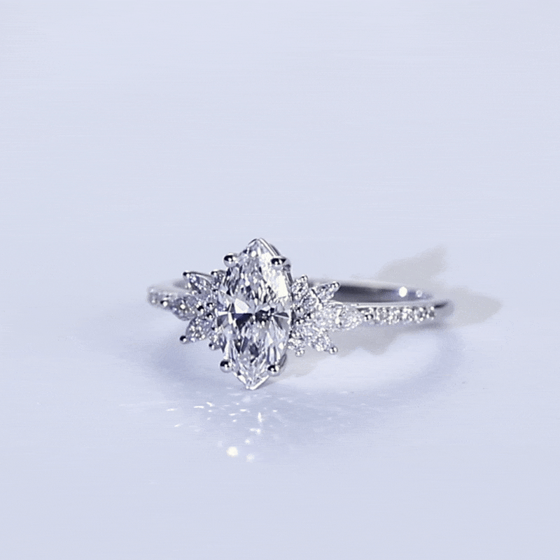 Pave Engagement Rings White Gold 1 Ct Marquise lab Diamond Ring