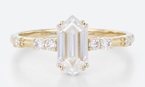 Yellow Gold Simple Wedding Ring Hexagon Cut Ring Lab Grown Diamond Yellow Gold Simple Wedding Ring Hexagon Cut Ring Lab Grown Diamond