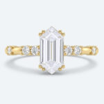 Elongated Hexagon Cut Lab Grown Diamond Modern 4 Double Prong Engagement Ring in Yellow Gold (1)