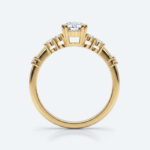 Elongated Hexagon Cut Lab Grown Diamond Modern 4 Double Prong Engagement Ring in Yellow Gold (3)