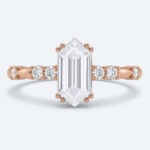 Elongated Hexagon Cut Lab Grown Diamond Modern 4 Double Prong Engagement Ring in Yellow Gold (5)