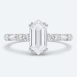 Elongated Hexagon Cut Lab Grown Diamond Modern 4 Double Prong Engagement Ring in Yellow Gold (7)