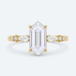 Elongated Hexagon Cut Lab Grown Diamond Modern Side Stone 4-Prong Engagement Ring in Rose Gold (3)