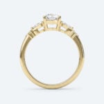 Elongated Hexagon Cut Lab Grown Diamond Modern Side Stone 4-Prong Engagement Ring in Rose Gold (6)
