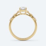 Elongated Hexagon Cut Lab Grown Diamond Vintage Side Stones 4-Prong Engagement Ring in Rose Gold (6)