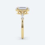 Elongated Hexagon Cut Lab Grown Diamond Vintage Side Stones 4-Prong Engagement Ring in Rose Gold (7)