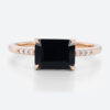 Black Onyx Rings for Women Rose Gold Simple Wedding Rings