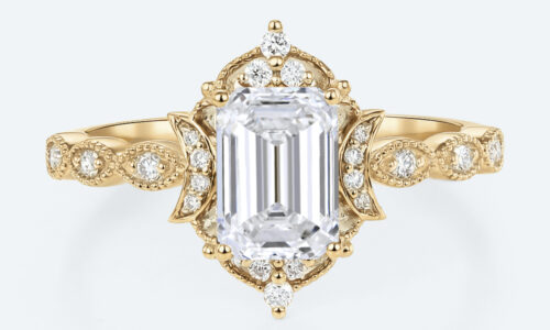 Emerald Cut Eternity Band Lab Diamonds Rings Yellow Gold Ring