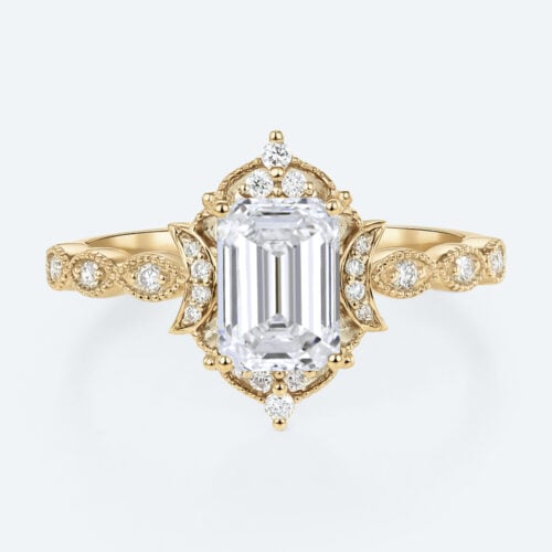 Emerald Cut Eternity Band Lab Diamonds Rings Yellow Gold Ring