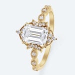 Emerald Cut Lab Grown Diamond Antique-Inspired Milgrain 4-Prong Engagement Ring (4)