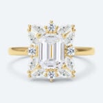 Emerald Cut Lab Grown Diamond Vintage Cluster 4-Prong Engagement Ring in Rose Gold (2)