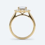 Emerald Cut Lab Grown Diamond Vintage Cluster 4-Prong Engagement Ring in Rose Gold (4)
