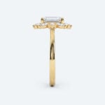Emerald Cut Lab Grown Diamond Vintage Cluster 4-Prong Engagement Ring in Rose Gold (5)