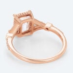 Emerald Cut Lab Grown Diamond Vintage Three Stone Beaded 4-Prong Engagement Ring (3)