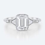 White Gold Vintage Emerald Cut Engagement Rings 1.5 Carat Lab Diamond