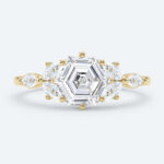 Hexagon Cut Lab Grown Diamond Modern Cluster 6-Prong Engagement Ring in Rose Gold (2)